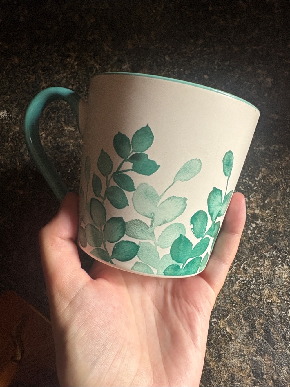 Green Leaf Ceramic Mug